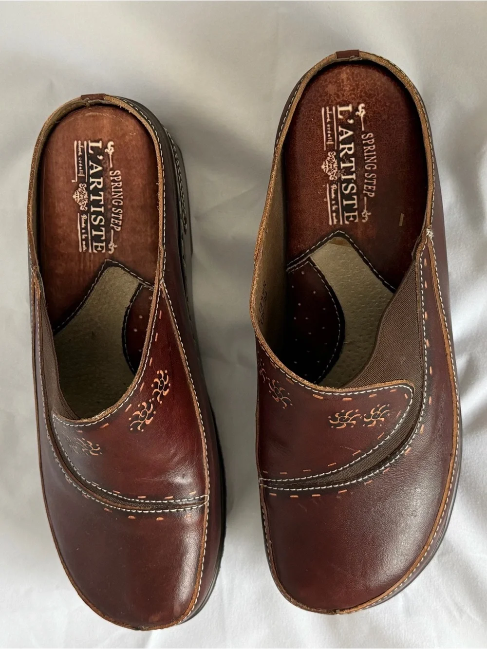 L'ARTISTE Chino b Leather Mule Clogs size 39